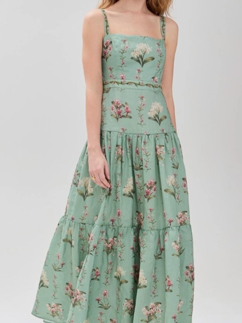 AGUA by Agua Bendita Lima Orquidea tiered embellished dress size M - Picture 1 of 6